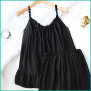 Plain Ladies Shorts Set - Black