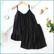 Plain Ladies Shorts Set - Black