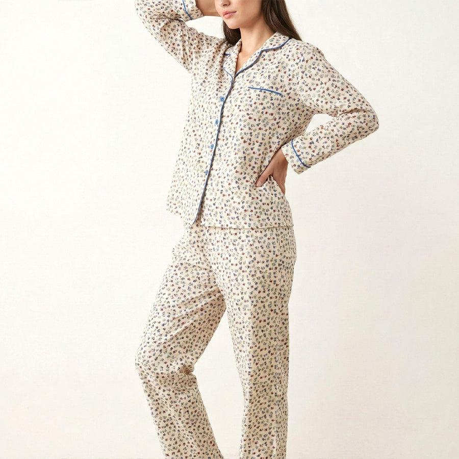 All Floral Ladies Pajama Set - White