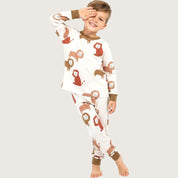 Cute Lion Boys Full Sleeves Pajama Set - White