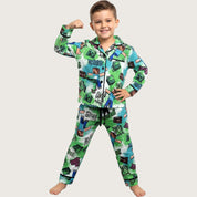 Survive Boys Front Open Pajama Set - Green