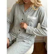 Cute Bows Ladies Pajama Set - Grey