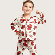 Spiderman Boys Front Open Pajama Set - Cream