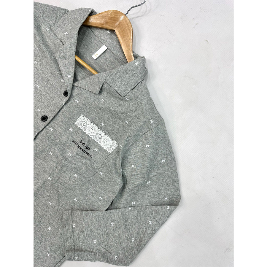 Cute Bows Ladies Pajama Set - Grey