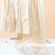 Mini Floral Ladies Loungewear Front Open Pajama Set - Yellow