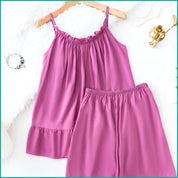Plain Ladies Shorts Set - Purple
