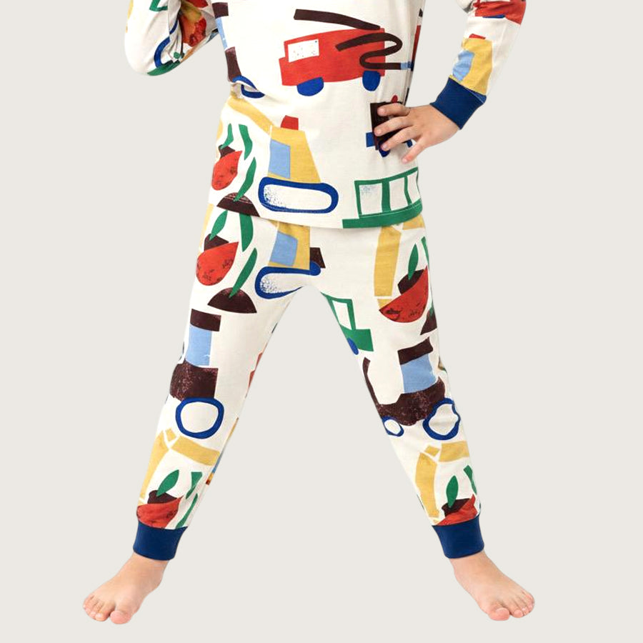 Vehicles Boys Full Sleeves Pajama Set - White
