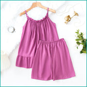 Plain Ladies Shorts Set - Purple