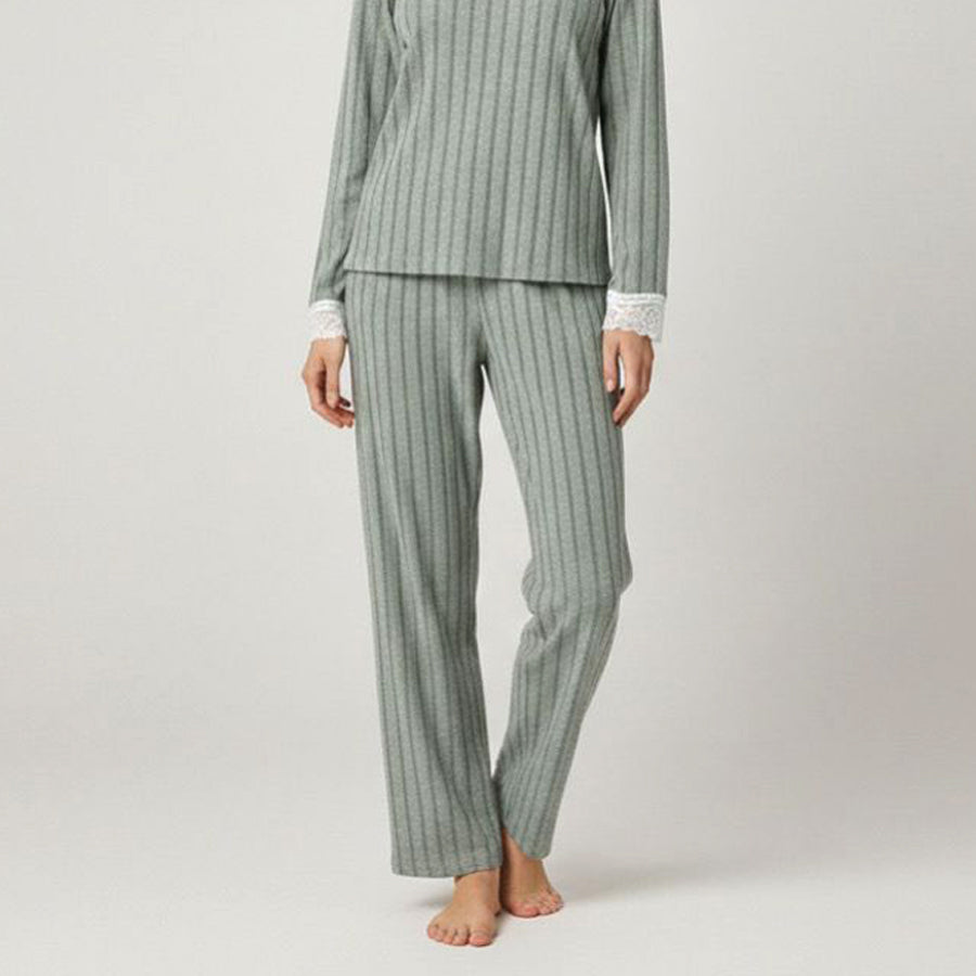Line Lace Ladies Pajama Set - Green