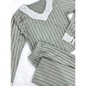 Line Lace Ladies Pajama Set - Green