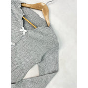 V-Neck Bow Ladies Pajama Set - Grey