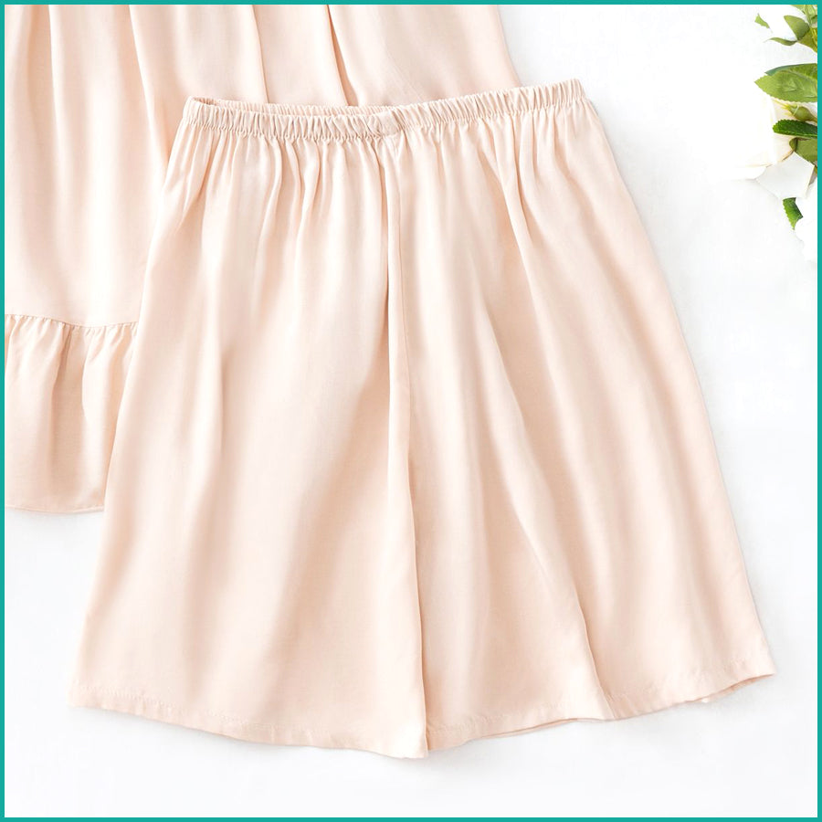Plain Ladies Shorts Set - Beige