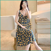 Sunflower Ladies Cotton Halfer - Blue -Free size