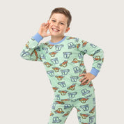 All Car Boys Full Sleeves Pajama Set - Green