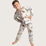 Winnie Boys Front Open Pajama Set - Grey