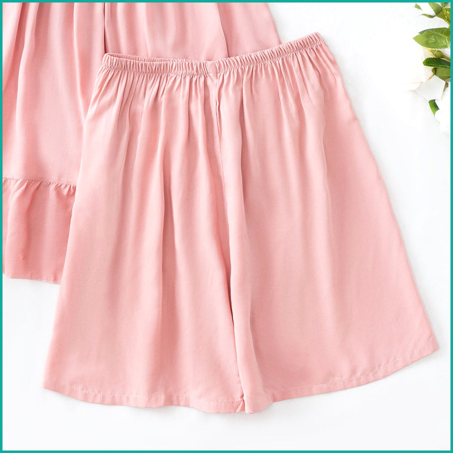 Plain Ladies Shorts Set - Pink