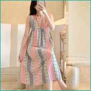 Lining Floral Ladies Cotton Halfer - Multicolor