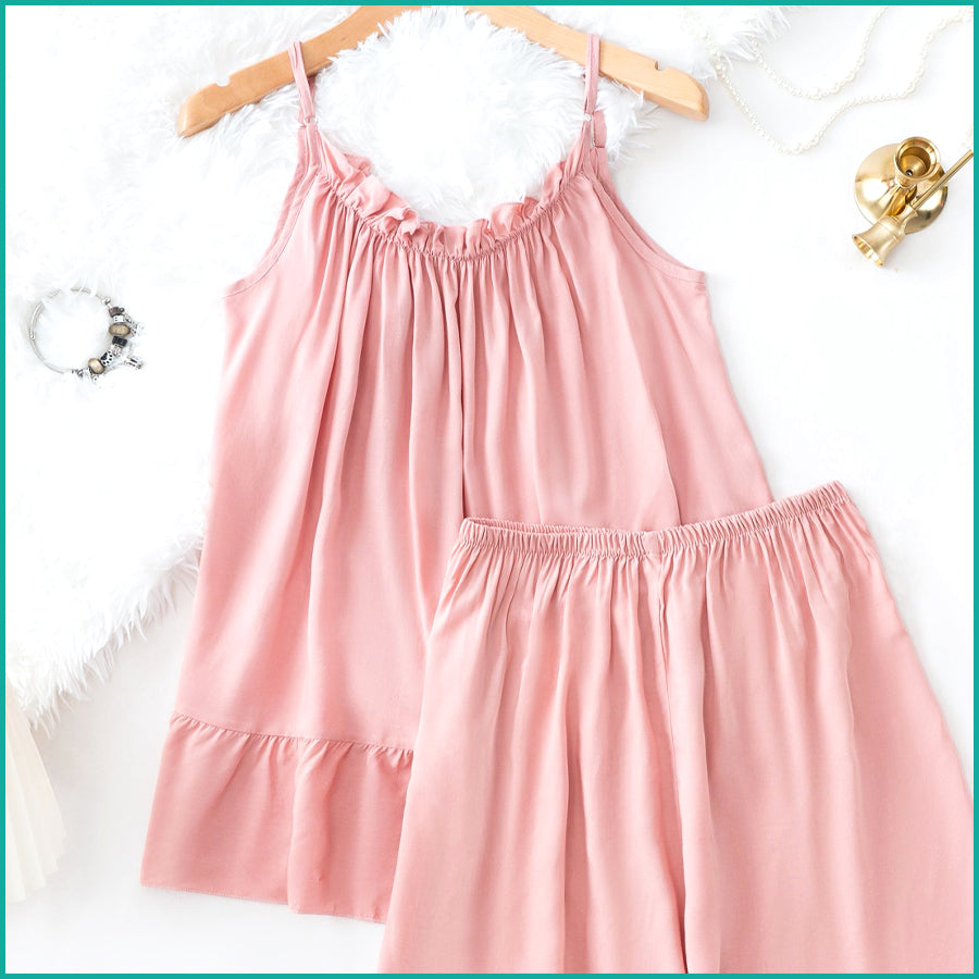 Plain Ladies Shorts Set - Pink