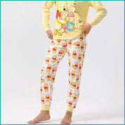 Winnie the Pooh Ladies Full Sleeves Cotton Pajama Set - Yellow