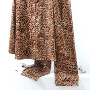 Tiger Print Ladies Loungewear Front Open Pajama Set - Brown