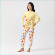 Winnie the Pooh Ladies Full Sleeves Cotton Pajama Set - Yellow