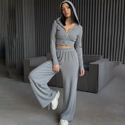 Crop Top Ladies Pajama Set - Grey