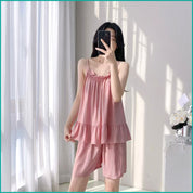 Plain Ladies Shorts Set - Pink