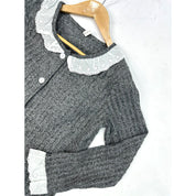 Collar Lace Ladies Pajama Set - Black