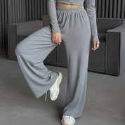 Crop Top Ladies Pajama Set - Grey