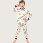 All Animals Boys Full Sleeves Pajama Set - Cream