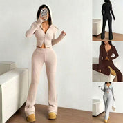 Crop Top Ladies Pajama Set - Grey