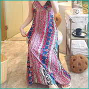 Linear Design Ladies Cotton Halfer - Pink Blue -Free Size