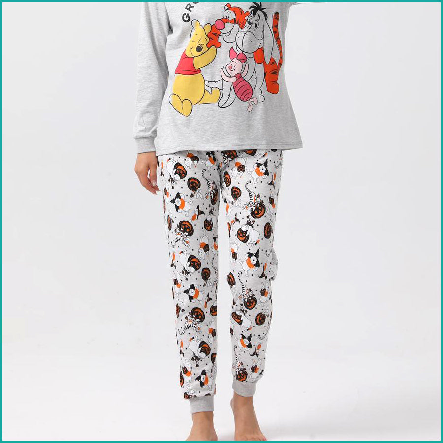Winnie Ladies Full Sleeves Cotton Pajama Set - Grey