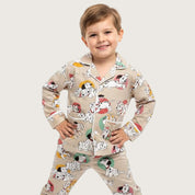 Puppy Boys Front Open Pajama Set - Brown