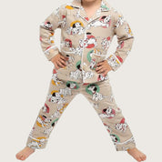 Puppy Boys Front Open Pajama Set - Brown
