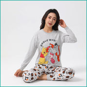 Winnie Ladies Full Sleeves Cotton Pajama Set - Grey