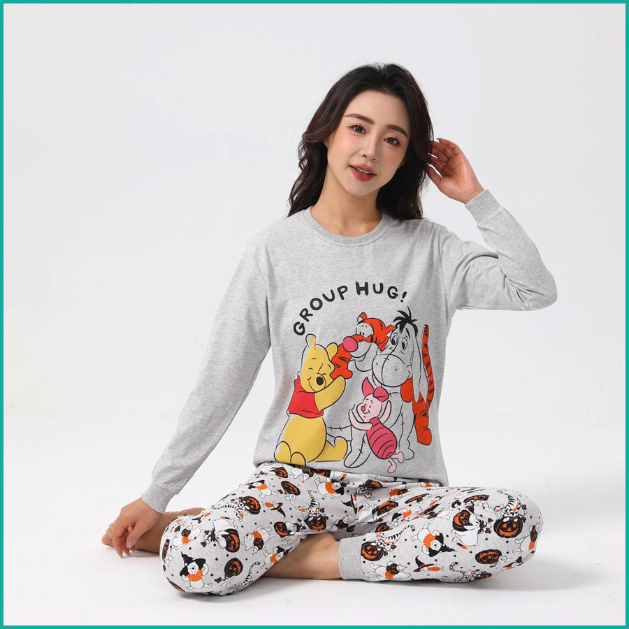 Winnie Ladies Full Sleeves Cotton Pajama Set - Grey