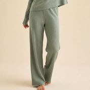 Line V-Neck Ladies Pajama Set - Green