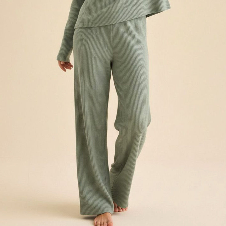 Line V-Neck Ladies Pajama Set - Green