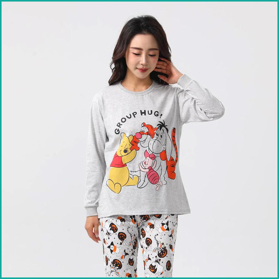 Winnie Ladies Full Sleeves Cotton Pajama Set - Grey