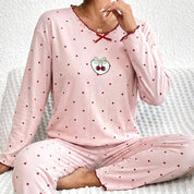 Cherry Love Ladies Pajama Set - Pink