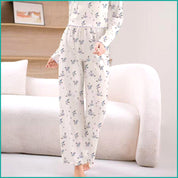 Lavender Ladies Pajama Set Crop T-Shirt - White