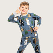 Winter Forest Boys Full Sleeves Pajama Set - Blue