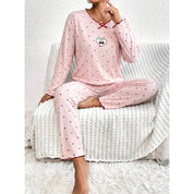 Cherry Love Ladies Pajama Set - Pink