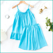 Plain Ladies Shorts Set - Blue