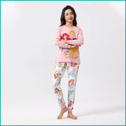 Forever Friends Ladies Full Sleeves Cotton Pajama Set - Pink