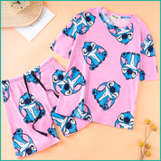 Stitch Ladies Shorts Set - Pink