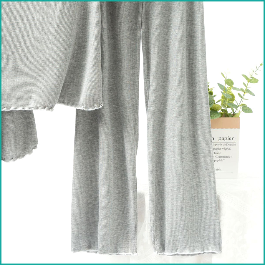 Ladies 3 Pcs Set Loungewear Pajama Set - Grey