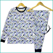Minnie Mouse Ladies Full Sleeves Cotton Pajama Set - Light Blue Purple