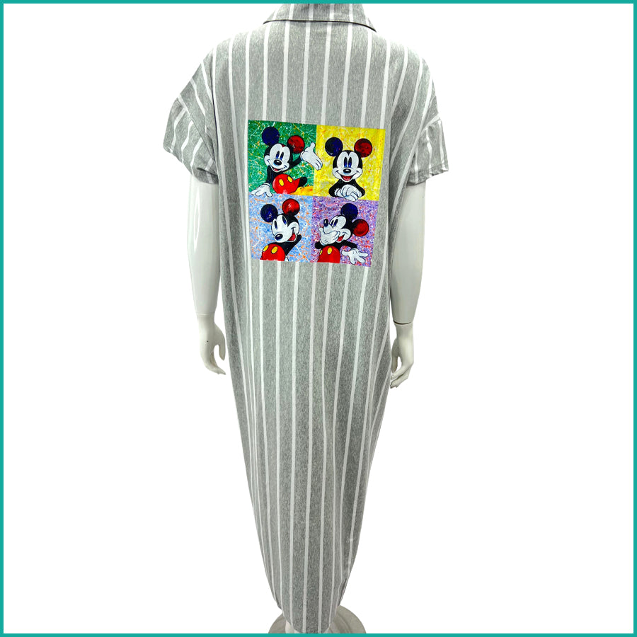 Mickey Mouse Frame Ladies Dress - Grey -Free size